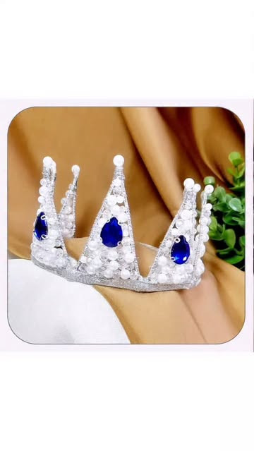 تاج پرنسسی دخترونه و چوب دستی ترکیب مروارید و کریستال و سنگ رزین درجه یک